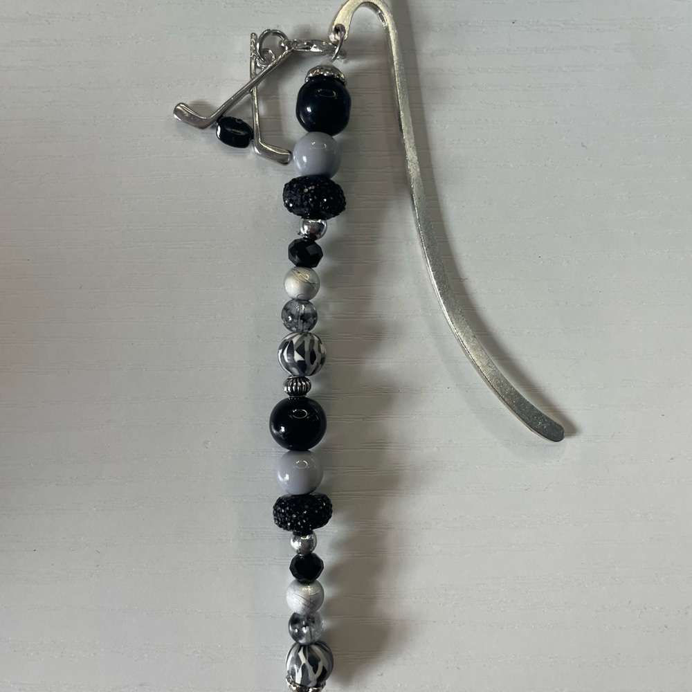 Handmade Hockey Charm Beaded Bookmark